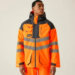 Regatta Jackets|Waterproof Jackets<Men's Hi-Vis Waterproof Reflective Hooded Jacket |