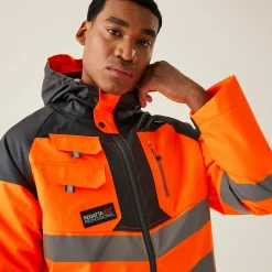 Regatta Jackets|Waterproof Jackets<Men's Hi-Vis Waterproof Reflective Hooded Jacket |