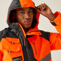 Regatta Jackets|Waterproof Jackets<Men's Hi-Vis Waterproof Reflective Hooded Jacket |