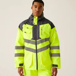 Regatta Jackets|Waterproof Jackets<Men's Hi-Vis Waterproof Reflective Hooded Jacket |