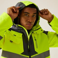 Regatta Jackets|Waterproof Jackets<Men's Hi-Vis Waterproof Reflective Hooded Jacket |